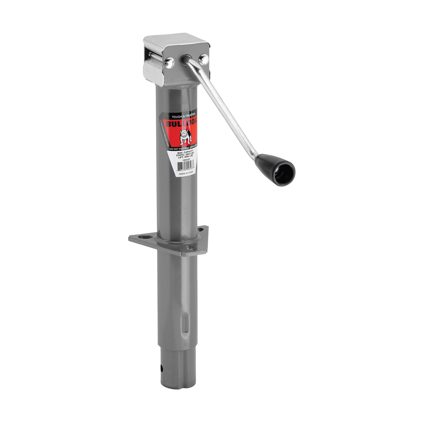 155157 Trailer Jack, 2000 lb Lifting, 1 ft 9-1/2 in Max Lift H, 34.6 in OAH, Steel
