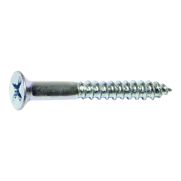 02580 Screw, #10 Thread, 1-1/2 in L, Coarse Thread, Flat Head, Phillips Drive, Sharp Point, Steel, Zinc