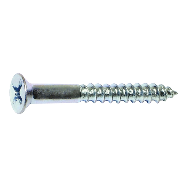 02585 Screw, #10 Thread, 3 in L, Coarse Thread, Flat Head, Phillips Drive, Sharp Point, Steel, Zinc
