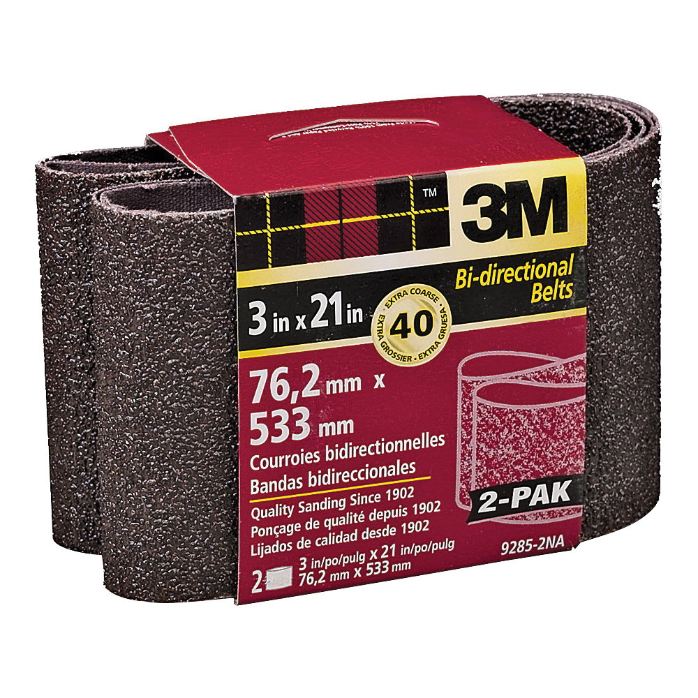 3M 9285-2 Sanding Belt, 3 in W, 21 in L, 40 Grit, Extra Coarse, Aluminum Oxide Abrasive