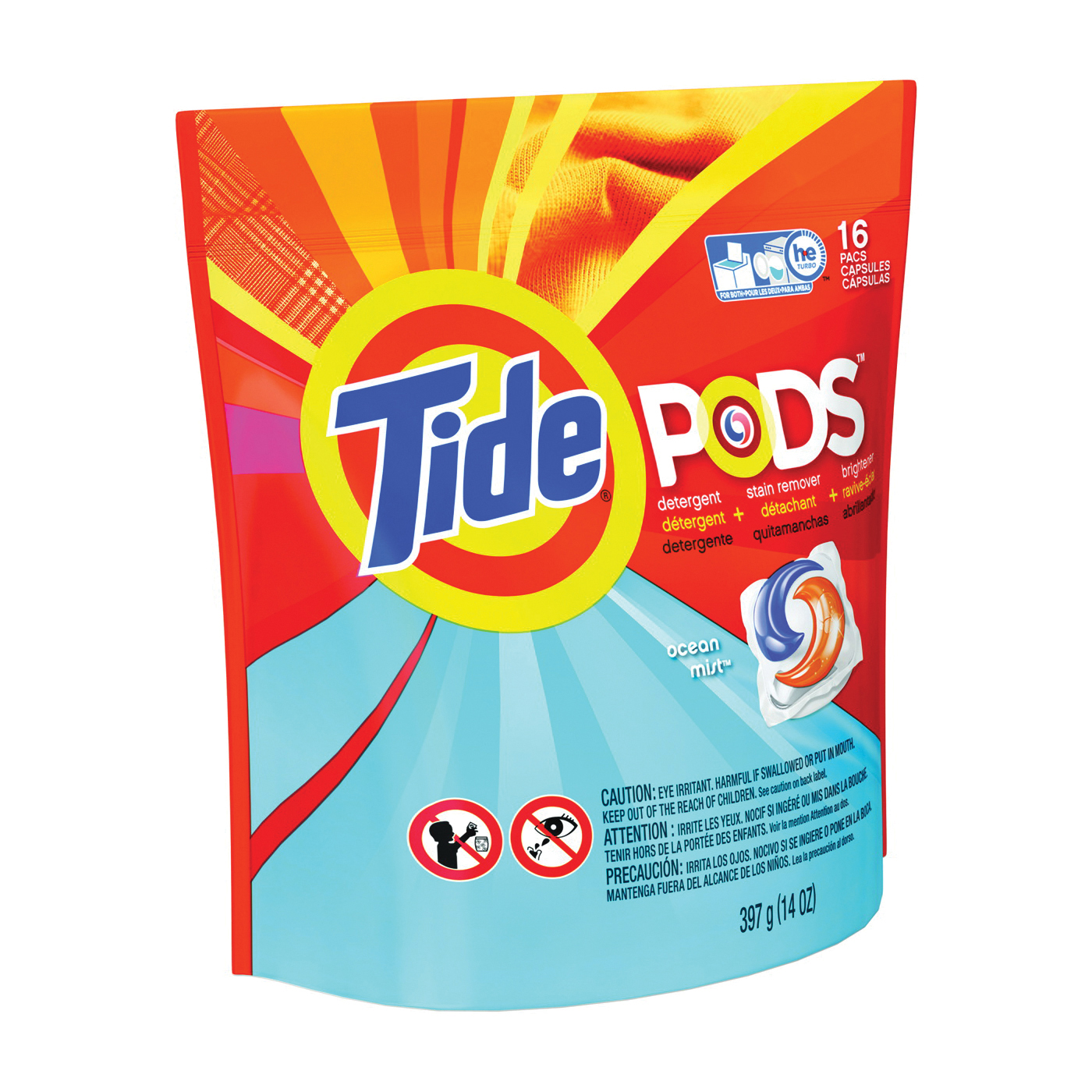 Tide 93119 Laundry Detergent, 16 CT, Powder, Ocean Mist - 1