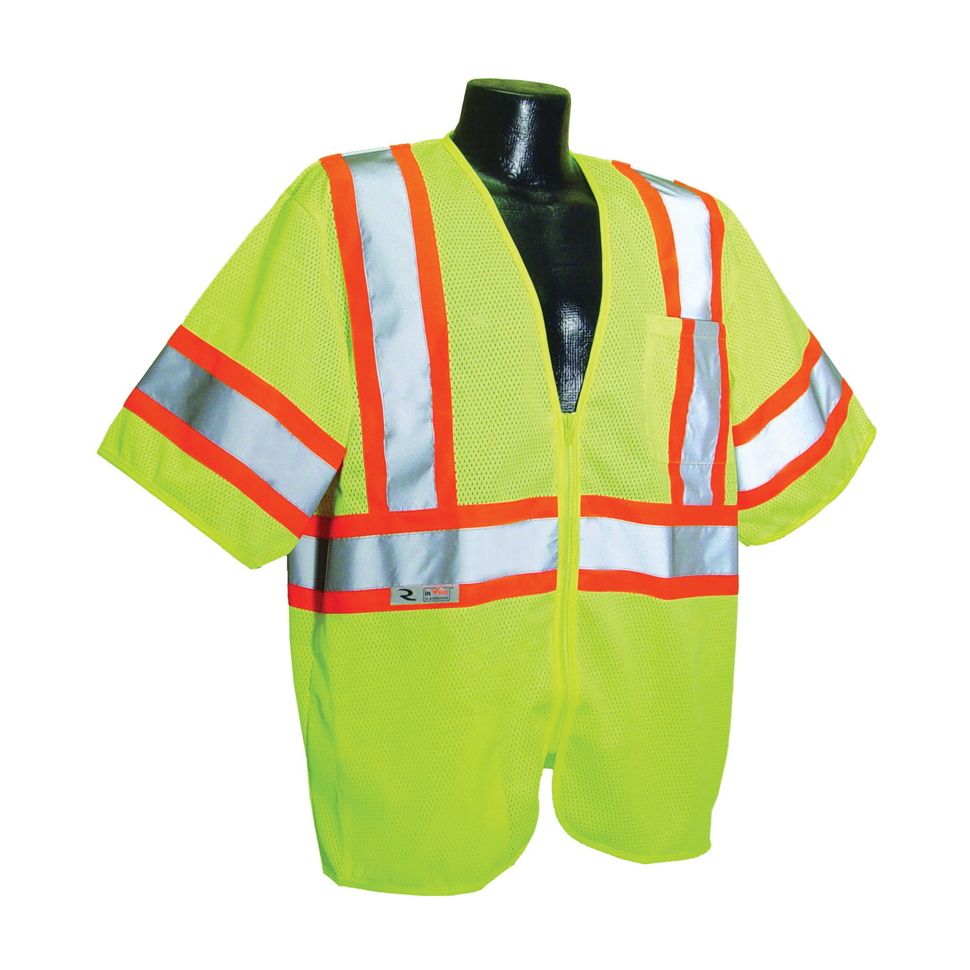 Radians SV22-3ZGM-L Economical Safety Vest, L, Polyester, Green/Silver, Zipper - 1