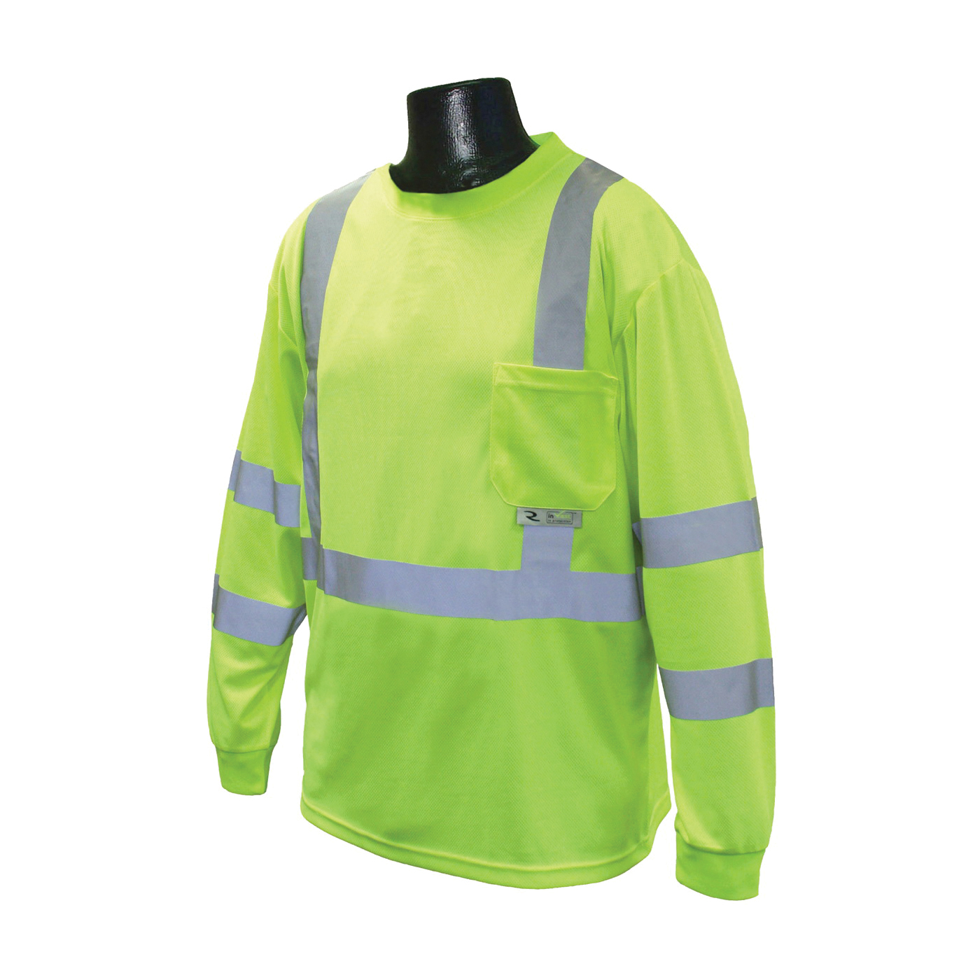 ST21-3PGS-M Safety T-Shirt, M, Polyester, Green, Long Sleeve, Pullover Closure