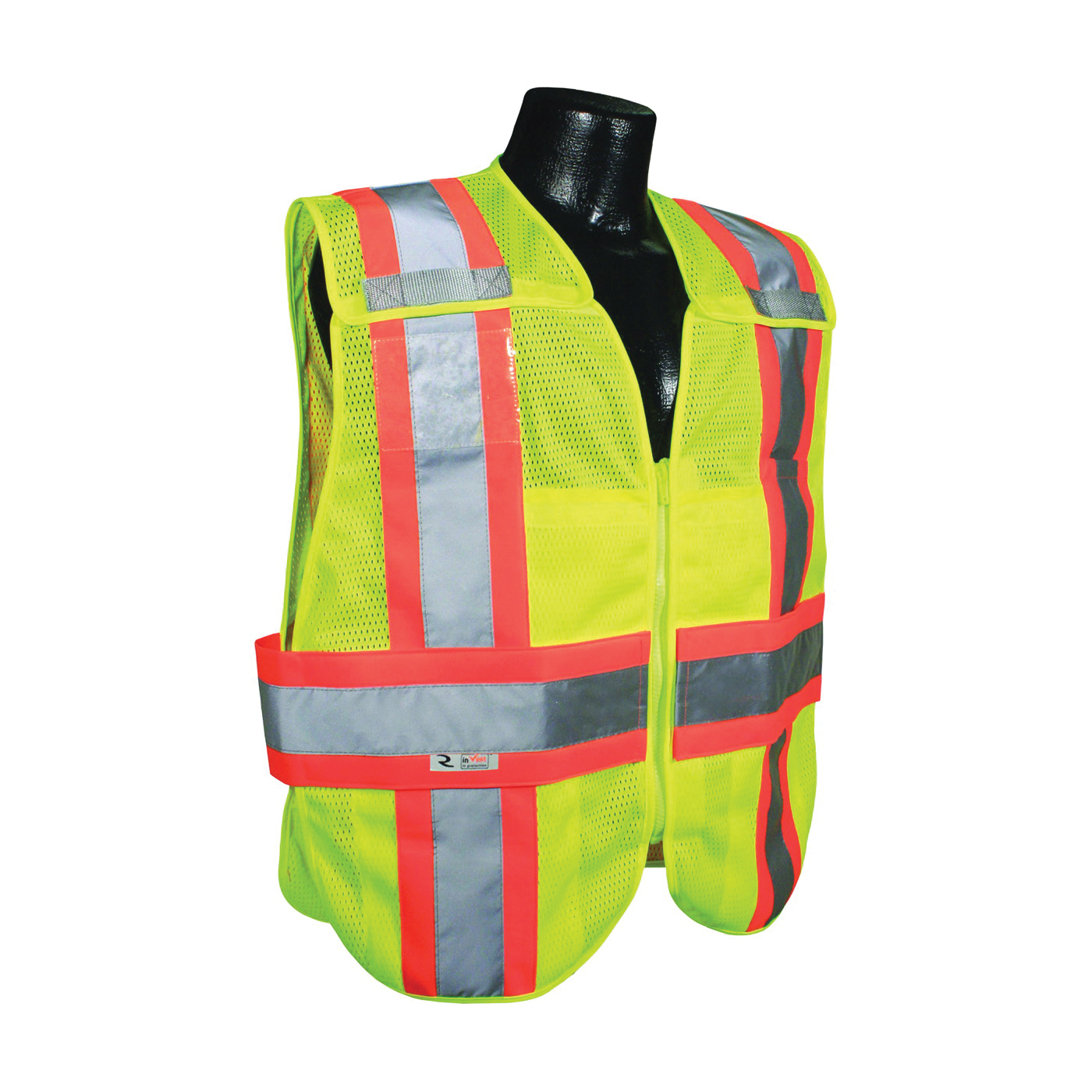 SV24-2ZGM-3X/5X Expandable Safety Vest, 3XL/5XL, Polyester, Green/Silver, Zip-N-Rip Closure