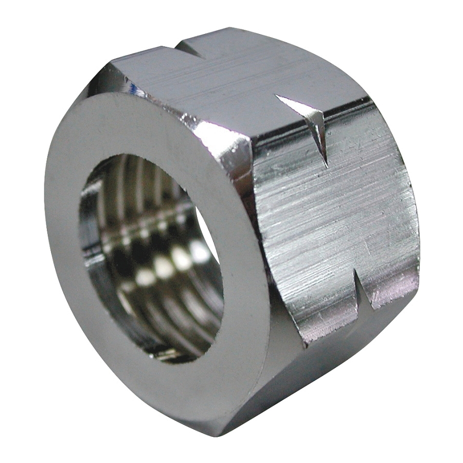 Faucet Coupling Nut, Brass, Silver, Chrome Plated