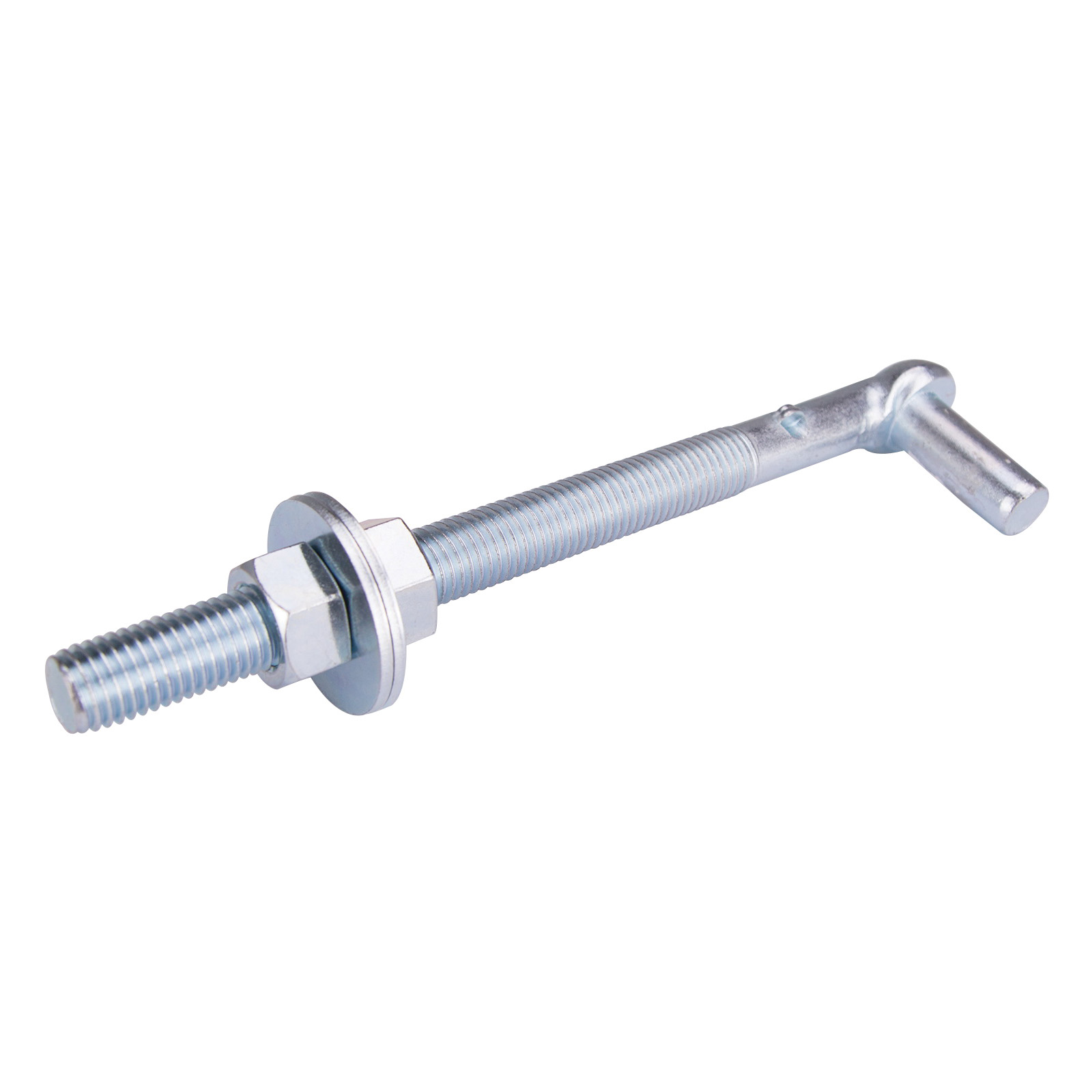 LR086 Bolt Hook, 3/4 in Thread, 7-1/8 in L Thread, 10 in L, Steel, Zinc-Plated