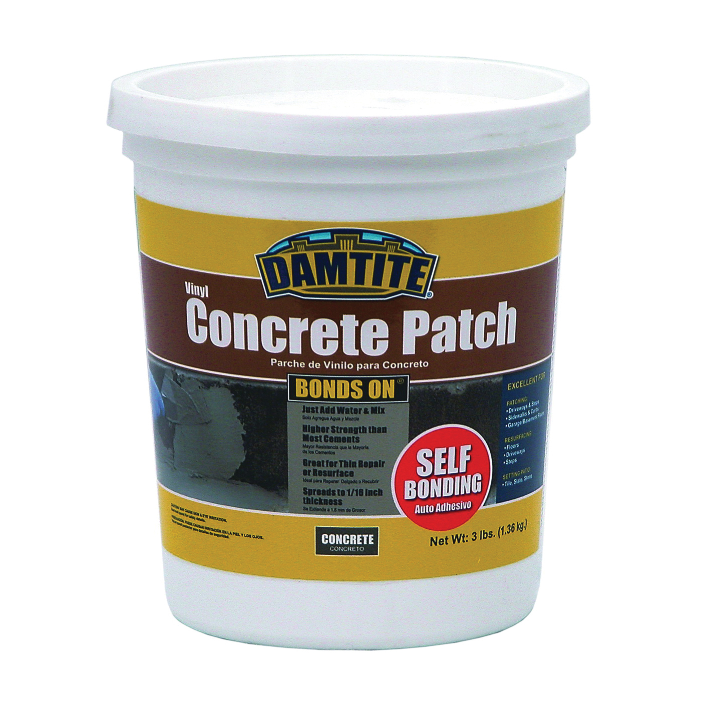 04003 Vinyl Concrete Patch, Gray, 3 lb Pail
