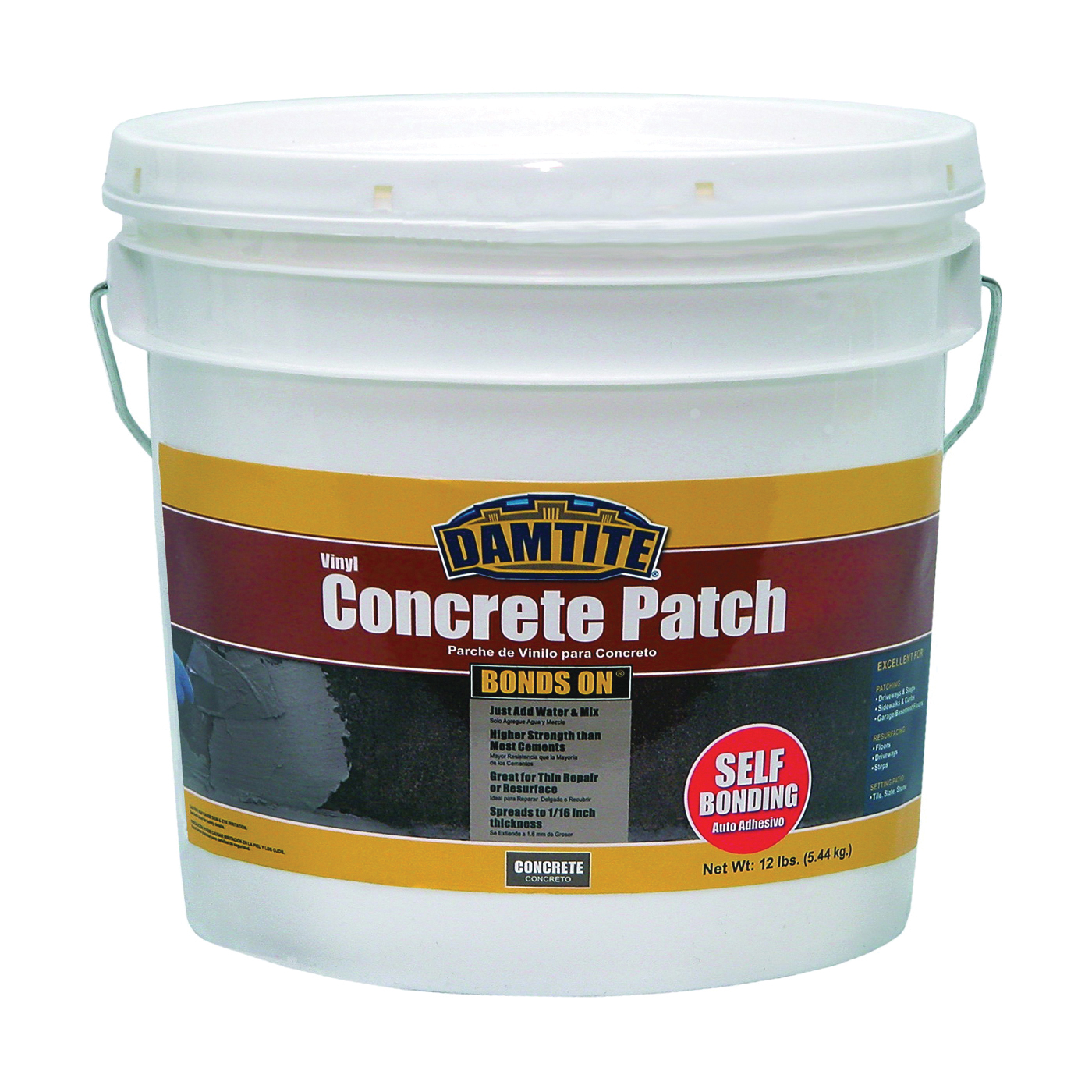 04012 Vinyl Concrete Patch, Gray, 12 lb Pail