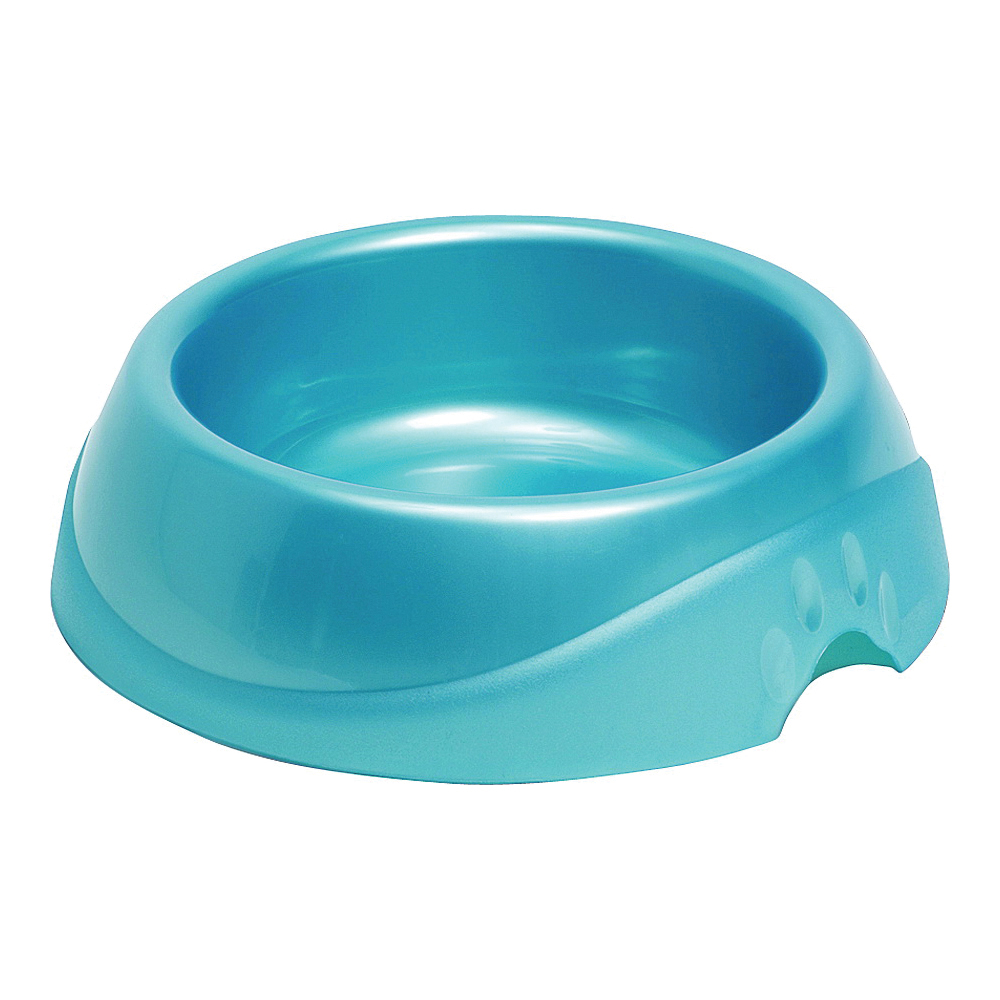 23078 Pet Feeding Bowl, M, 2 Cups Volume, Plastic, Pearl Tan/Waterfall Blue/White