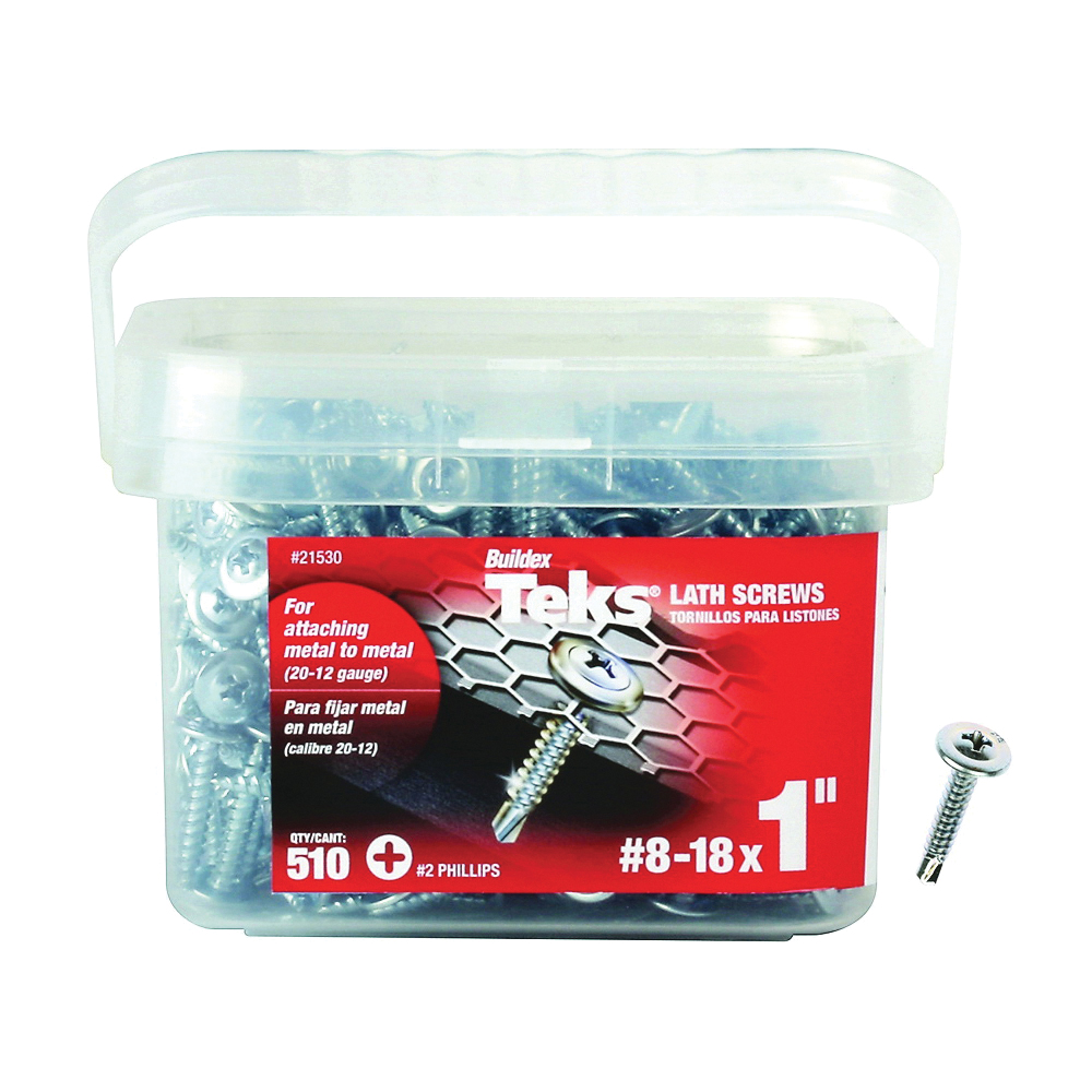 21530 Lath Screw, #8 Thread, 3-1/4 in L, Truss Head, Phillips Drive, Drill Point, Steel, Zinc