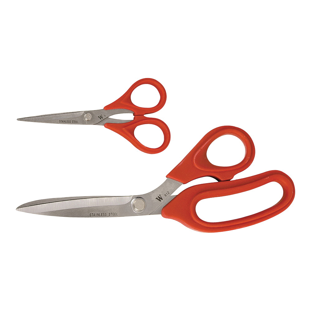 Crescent Wiss WHCS2 Scissor Set, Stainless Steel Blade, Soft Touch Handle, Black/Red Handle - 1