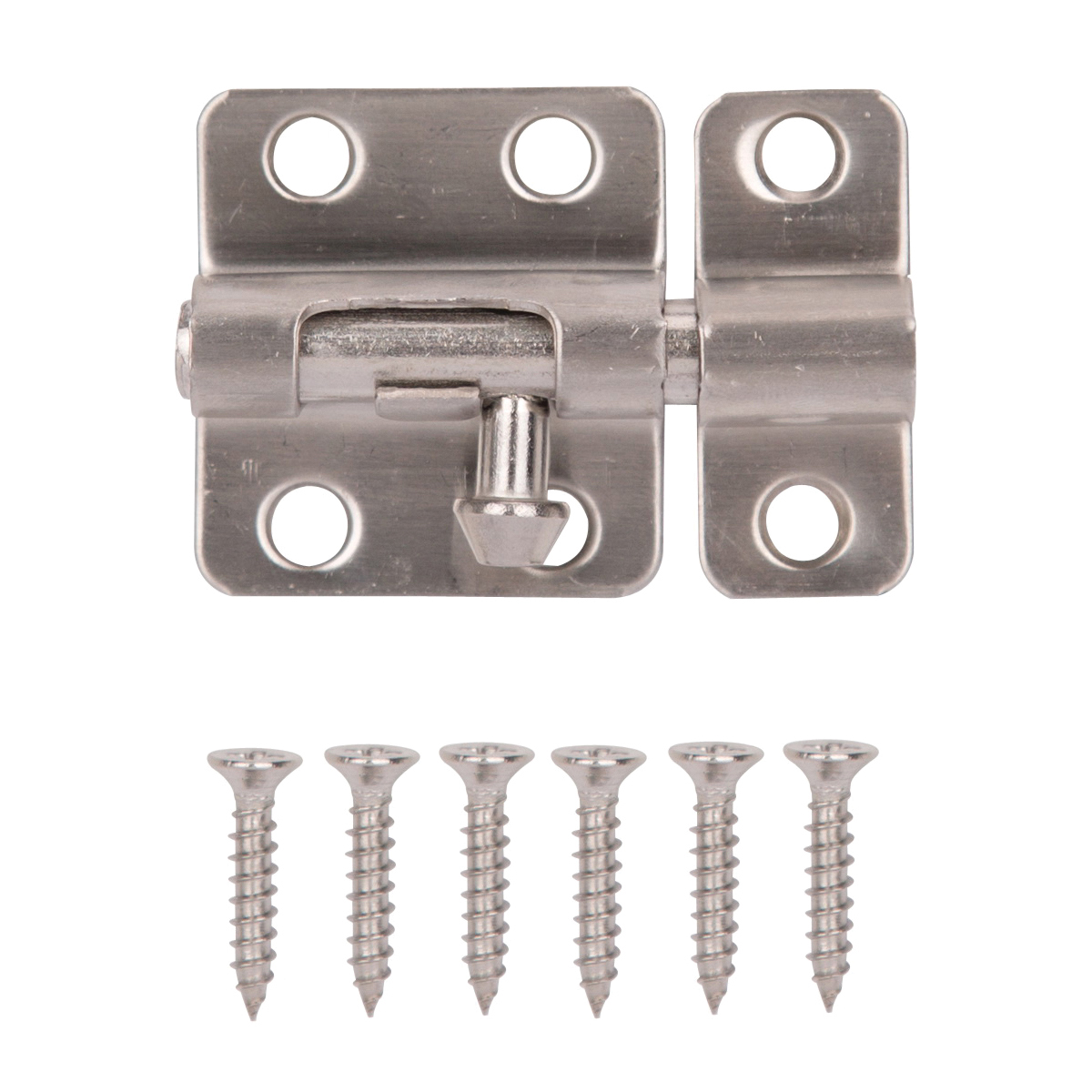 SS-B02-PS Barrel Bolt, 0.31 Dia in Bolt Head, 2 in L Bolt, Stainless Steel, Stainless Steel