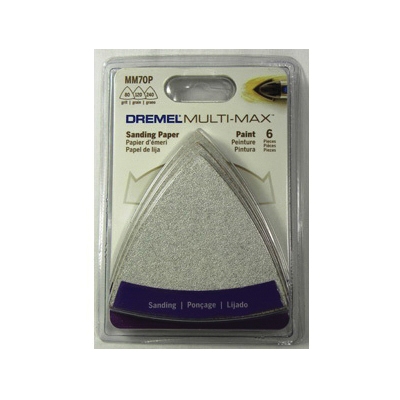 Dremel MM70P Sanding Paper, 80/120/240 Grit, Coarse, Medium, Very Fine, Aluminum Oxide Abrasive, 3-1/4 in L