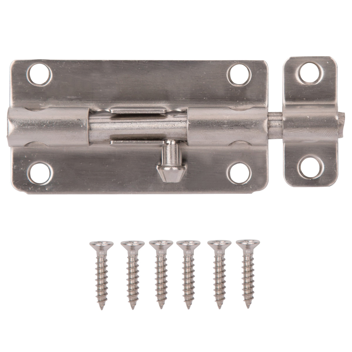 SS-B04-PS Barrel Bolt, 0.31 Dia in Bolt Head, 4 in L Bolt, Stainless Steel, Stainless Steel