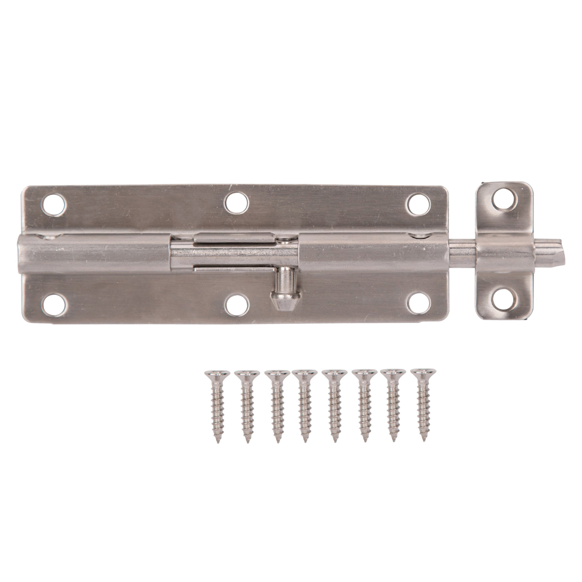 SS-B06-PS Barrel Bolt, 0.31 Dia in Bolt Head, 6 in L Bolt, Stainless Steel, Stainless Steel