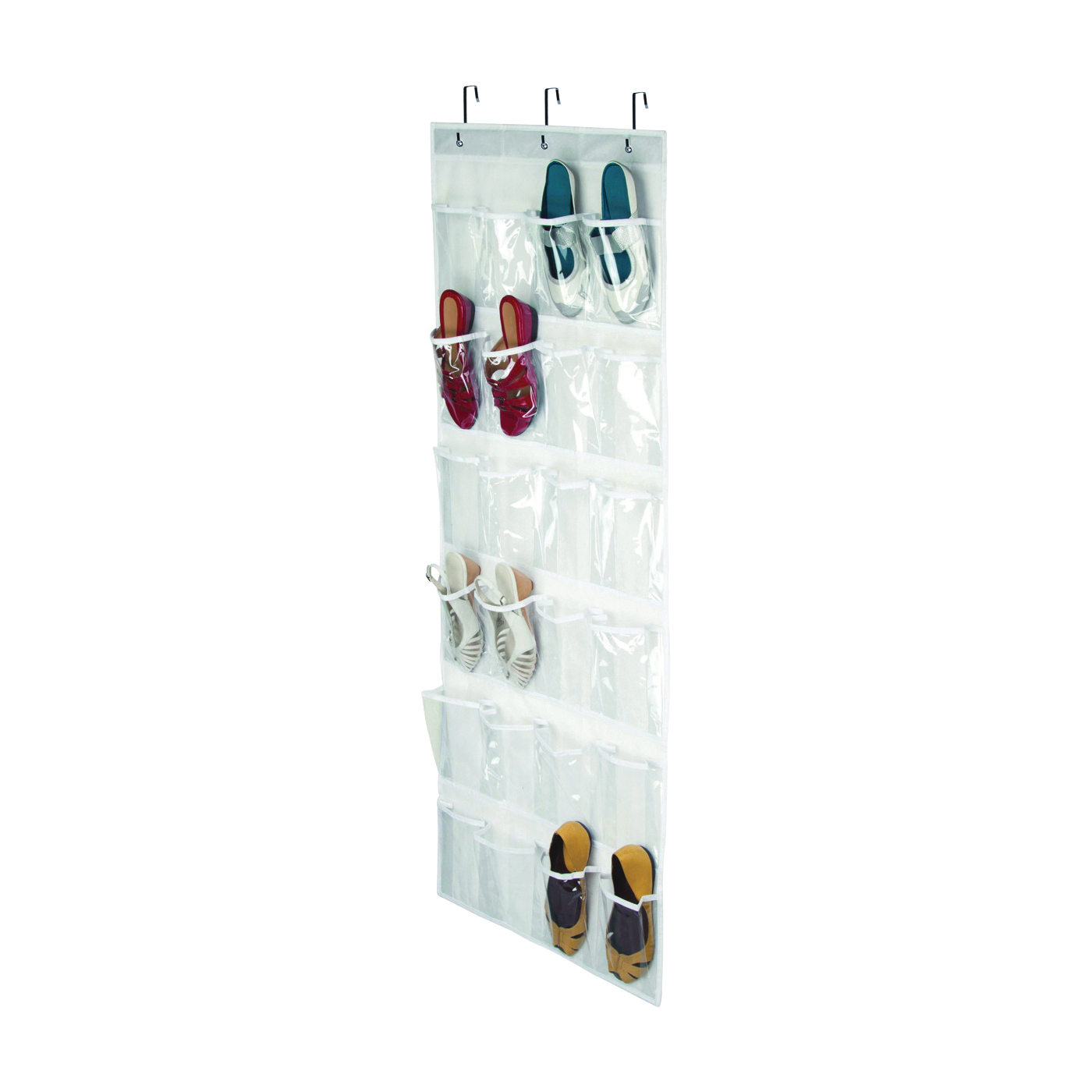 Honey-Can-Do SFT-01575 Shoe Organizer, 19 in W, 57 in H, Fabric, White - 1