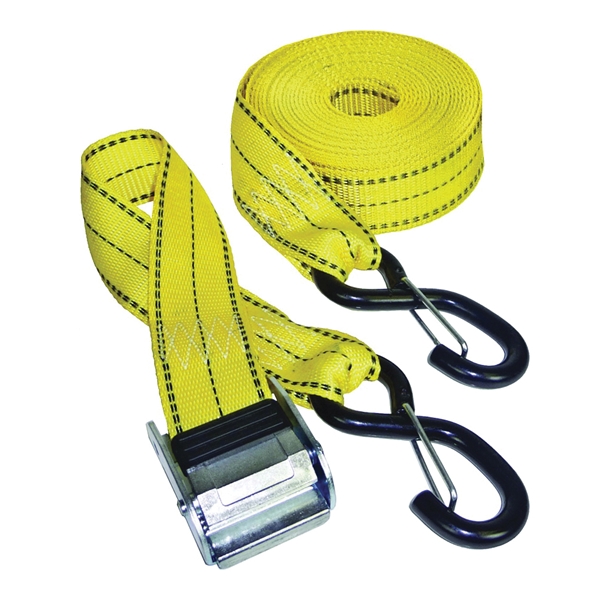 Keeper 05707 Tie-Down, 2 in W, 8 ft L, Yellow, 800 lb, S-Hook End Fitting