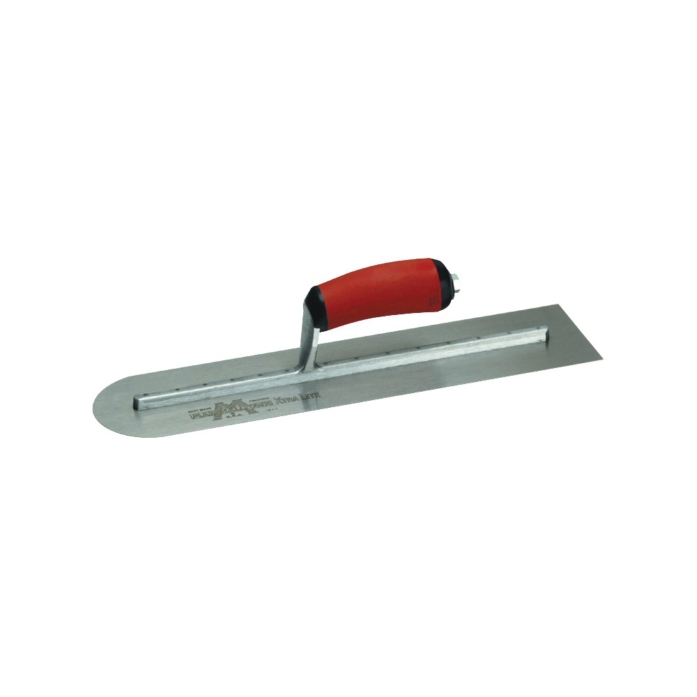 MXS66RED Finishing Trowel, 16 in L Blade, 4 in W Blade, Spring Steel Blade, Front Round End, Curved Handle