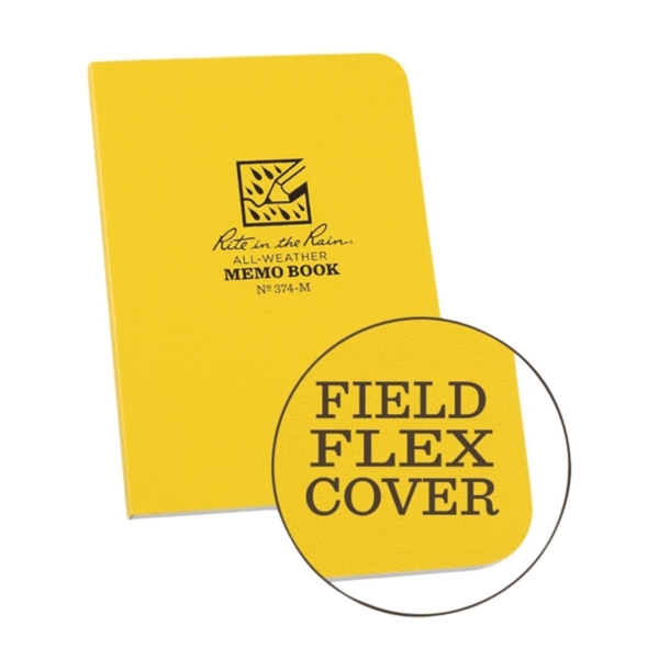 Rite in the Rain 374-M Memo Book with Field-Flex Cover, 3-1/8 x 5 in Sheet, 56-Sheet, White Sheet - 1