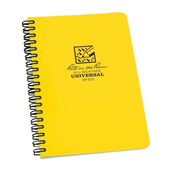 Rite in the Rain 373 Notebook, 4-5/8 x 7 in Sheet, 32-Sheet, Side Spiral Binding, Yellow Cover - 1