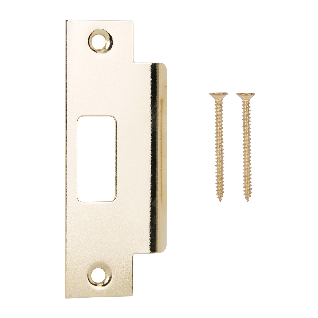 HSH-006-PS Door Strike Plate, 4-7/8 in L, 2 in W, Steel, Brass