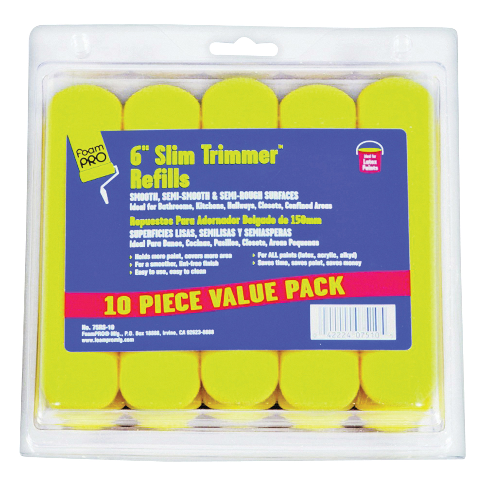 75RS-10 Trimmer Refill, 3/8 in Thick Nap, 6 in L, Foam Cover