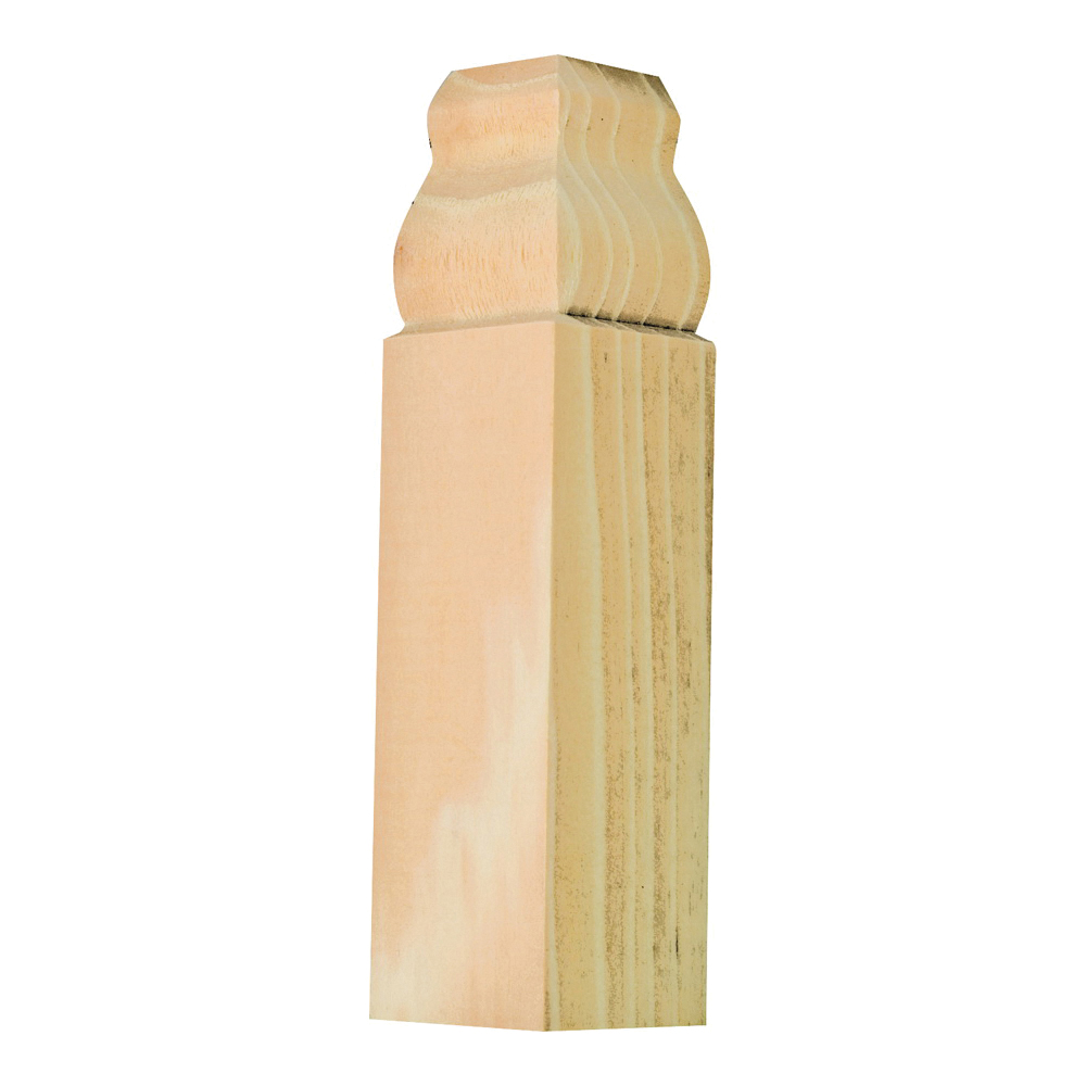 IBTB52 Trim Block Moulding, 6-1/2 in L, 1-1/8 in W, 1-1/8 in Thick, Pine Wood