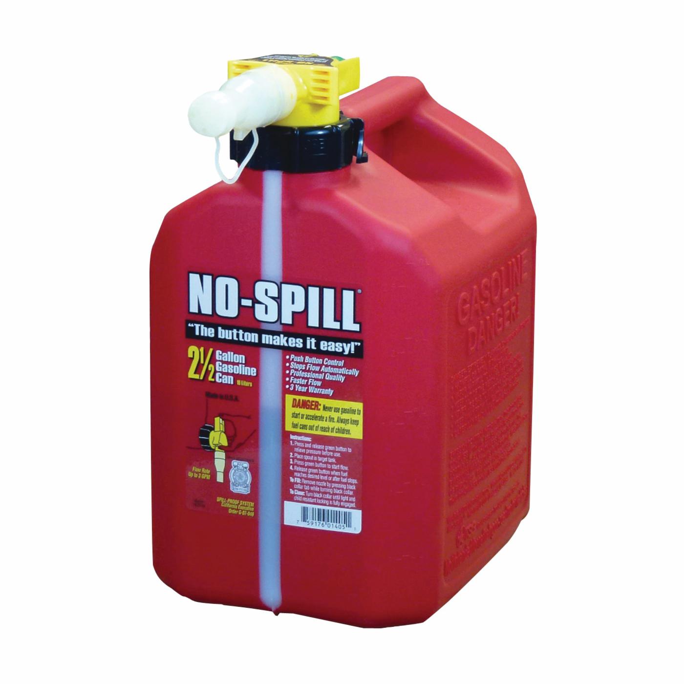 1405 Gas Can, 2.5 gal Capacity, Plastic, Red