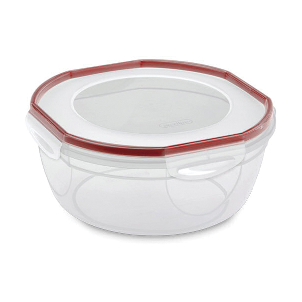 Sterilite Ultra&bull;Seal 03948604 Storage Bowl, 4.7 qt Capacity, Polypropylene, Clear/Rocket Red, 4-3/4 in Dia - 3