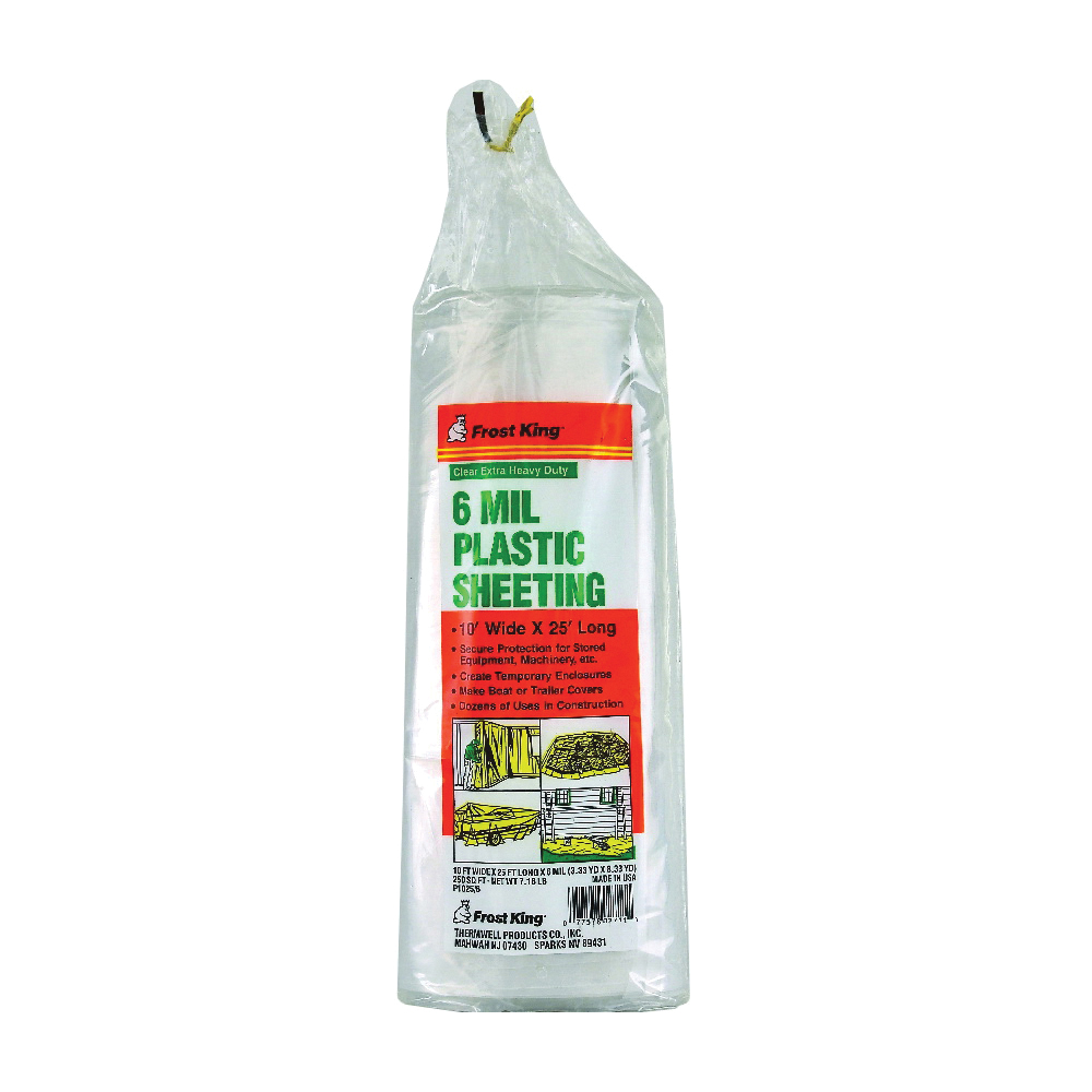 Frost King P1025/6 Polyethylene Sheeting, 6 mil Thick, 25 ft L, 10 ft W, Clear