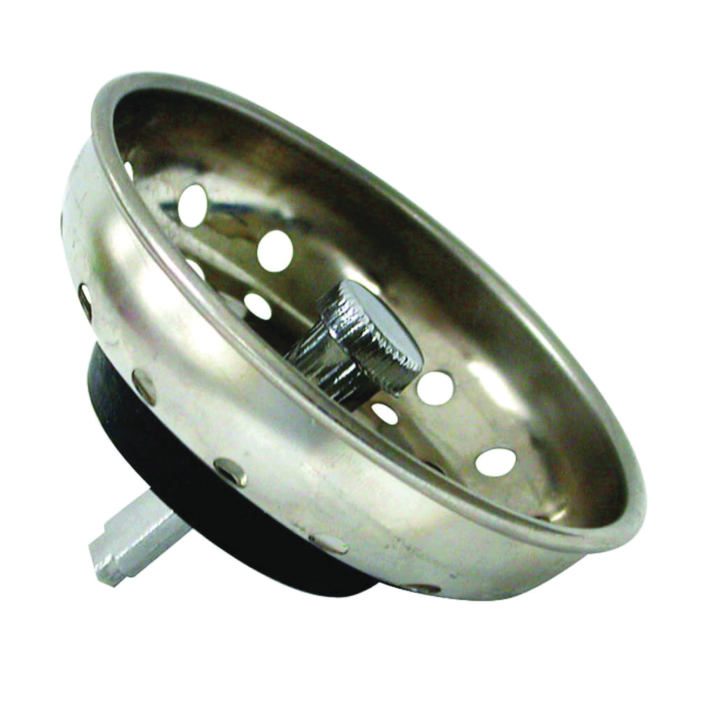 88275 Basket Strainer with Pin, 3-1/4 in Dia, Stainless Steel, Chrome, For: 3-1/4 in Drain Opening Sink
