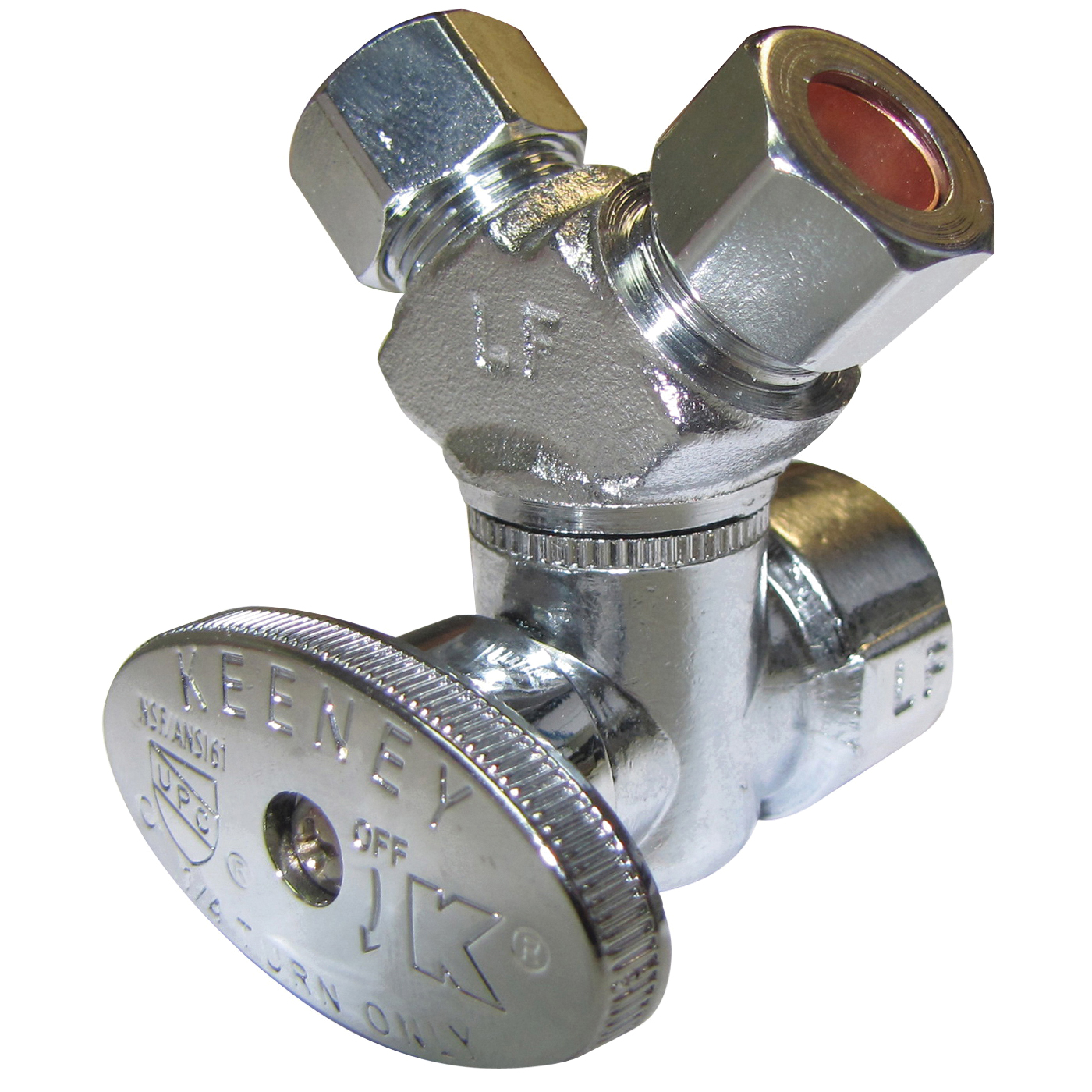 PP2901VLF Stop Valve, 1/2 x 3/8 x 3/8 in Connection, FIP x Compression x Compression