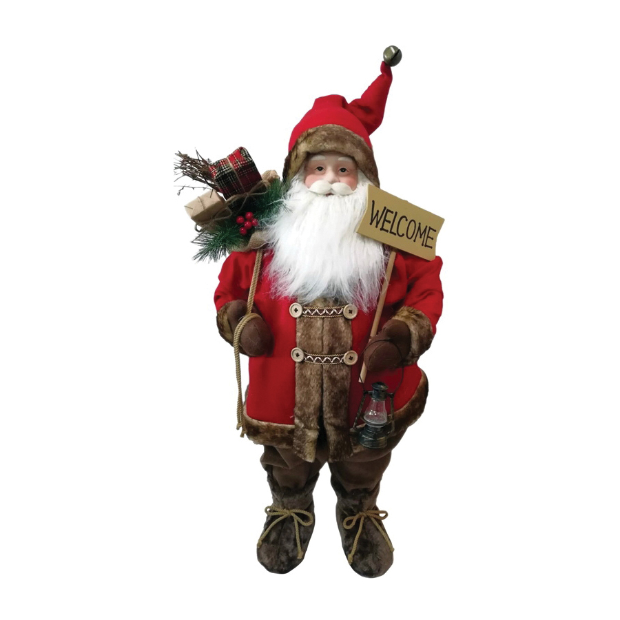 22436 Christmas Figurine, 36 in H, Santa with Welcome Sign