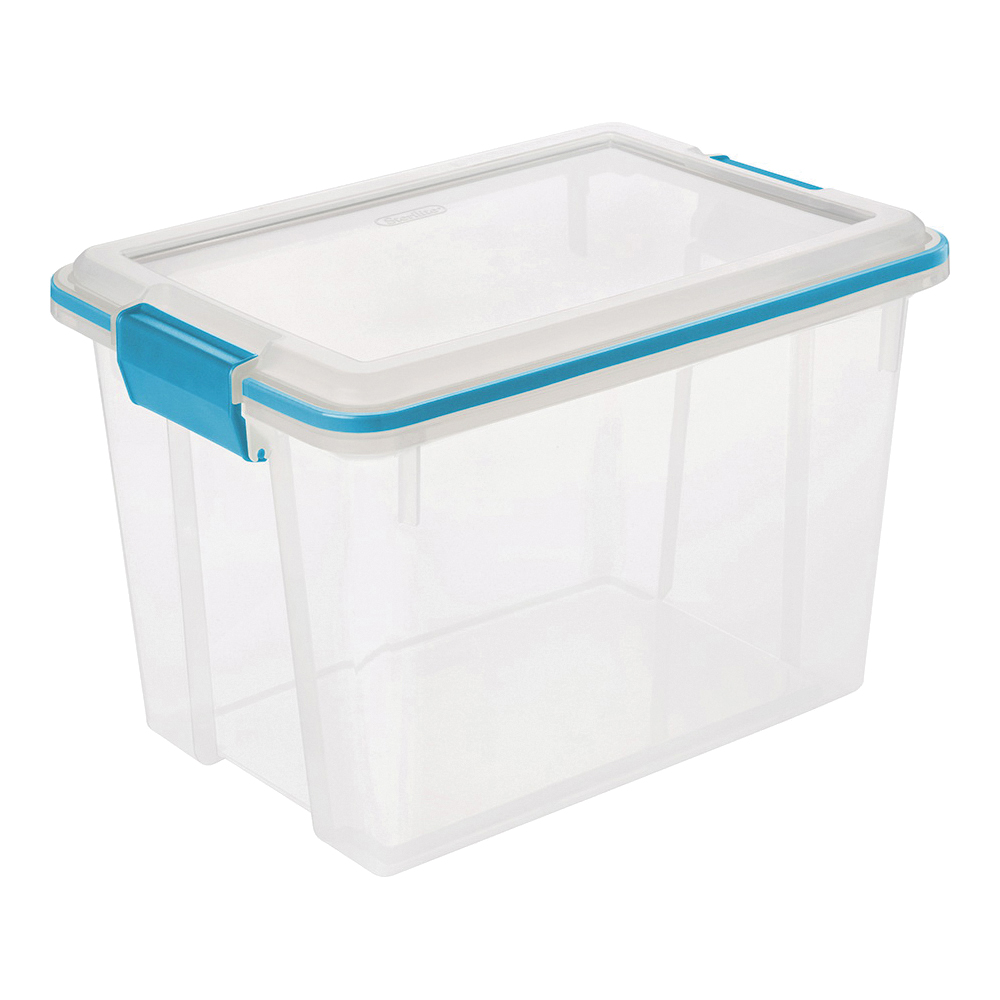 Sterilite 19324306 Gasket Box, Plastic, Blue Aquarium/Clear, 16-1/8 in L, 11-1/4 in W, 10-7/8 in H - 1