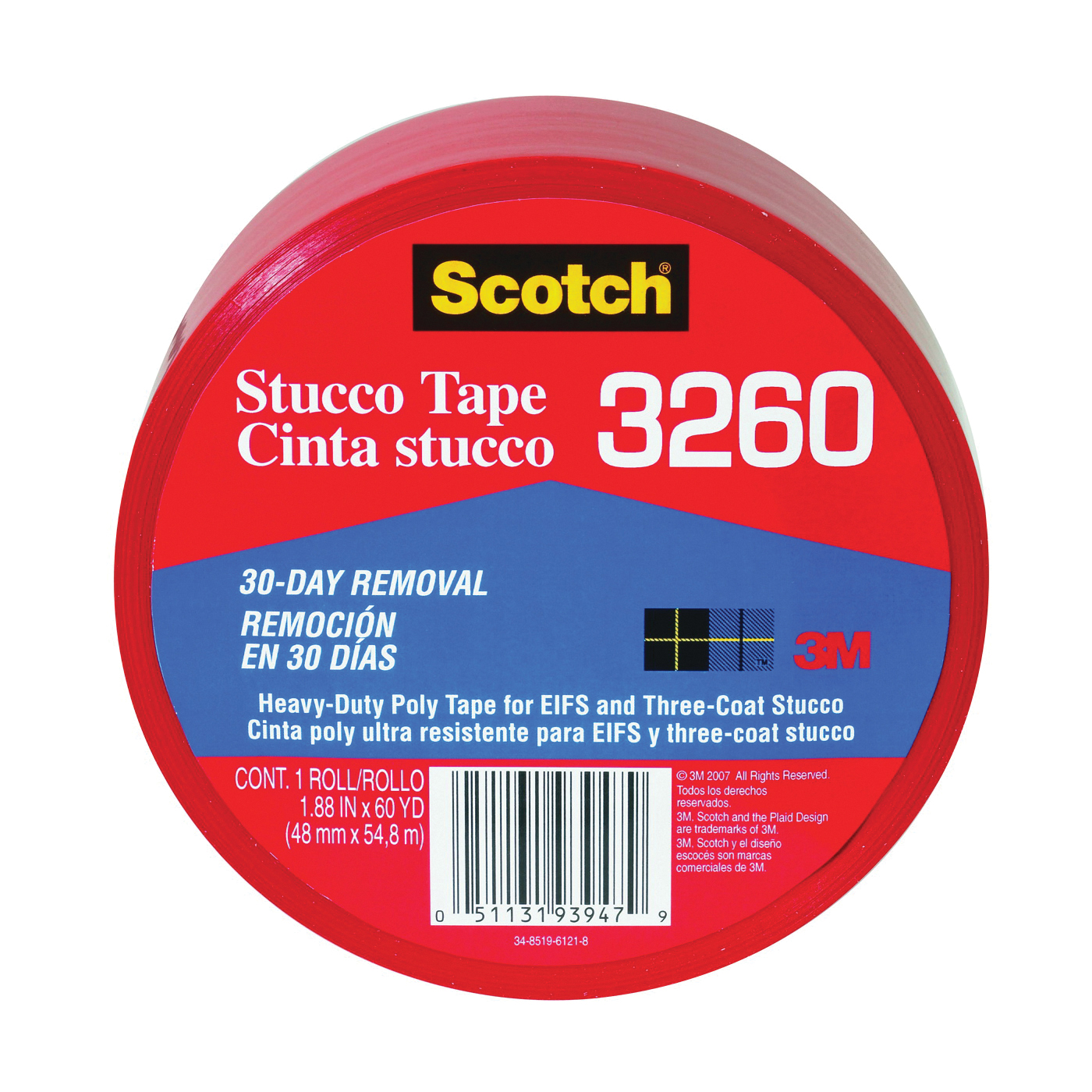 Scotch 3260-A Duct Tape, 60 yd L, 1.88 in W, Polyvinyl Backing, Pink/Red