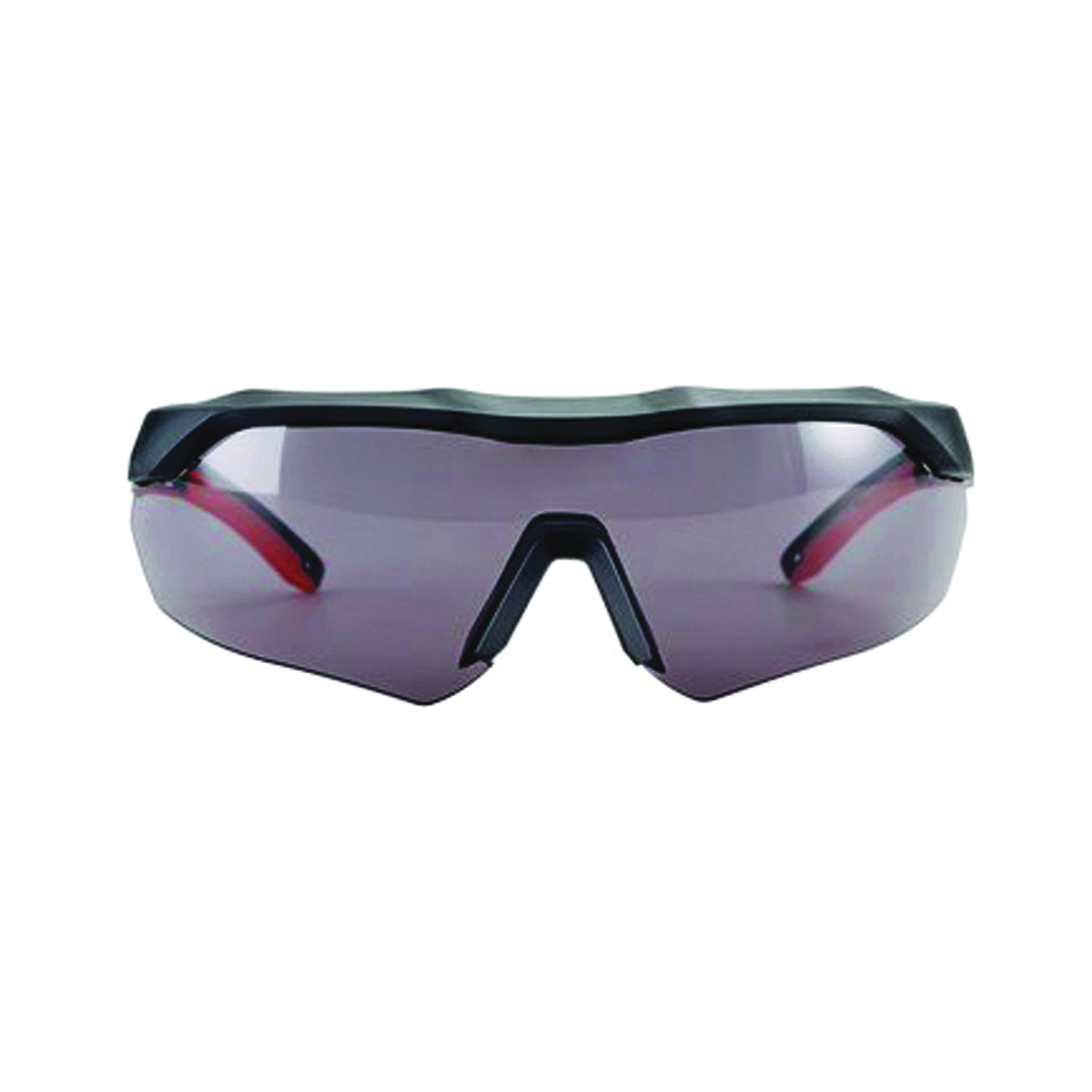 47091-WZ4 Safety Glasses, Anti-Fog, Anti-Scratch Lens, Wraparound Frame, Black/Red Frame
