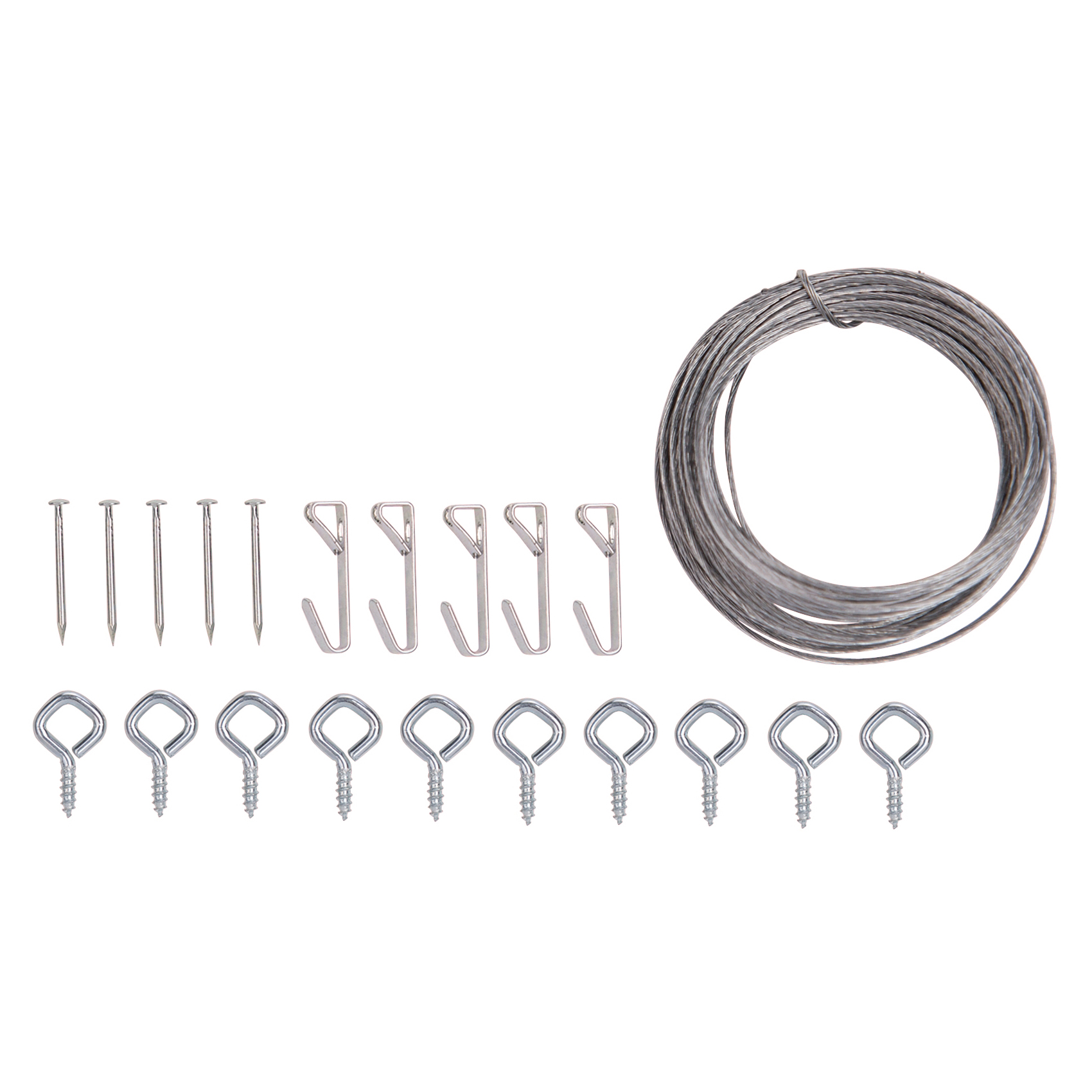 PH-121123-PS Picture Hanging Kit, 10 lb, Steel, Zinc, Zinc, Nail-In Mounting