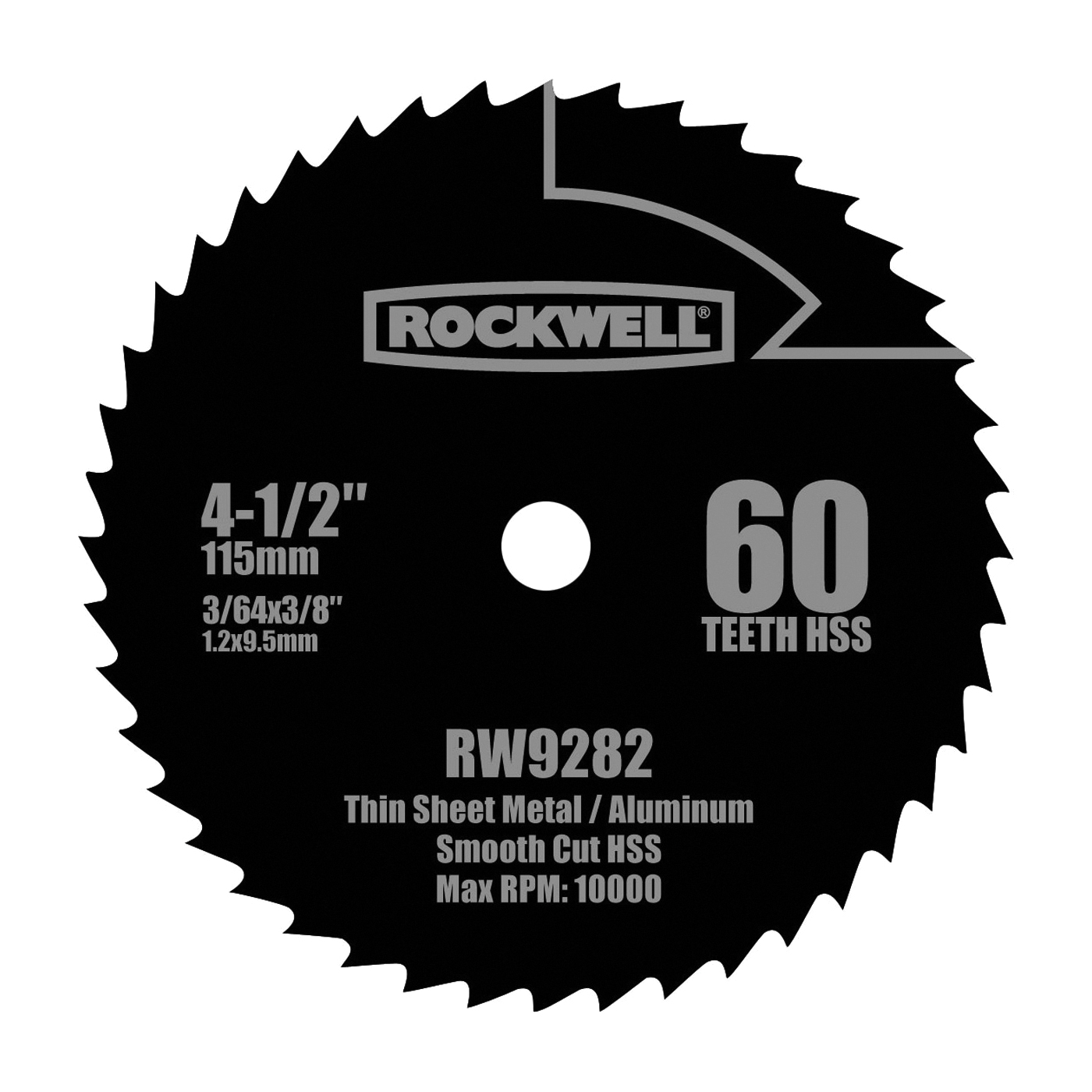 RW9282 Circular Saw Blade, 4-1/2 in Dia, 3/8 in Arbor, 60-Teeth