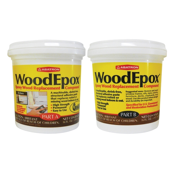 ABATRON WoodEpox WE2PKR Wood Restoration System, Paste, Slight Ammonia, Tan/White, 2 pt - 2