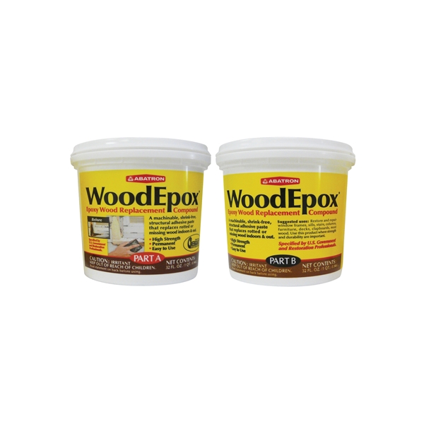 ABATRON WoodEpox WE2QKR Wood Restoration System, Paste, Slight Ammonia, Tan/White, 2 qt - 2