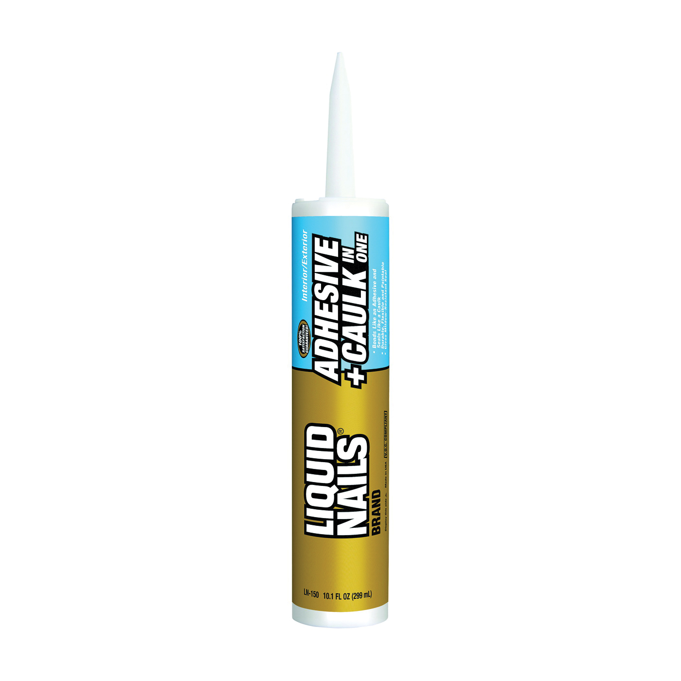 LN-150 Adhesive Caulk, Bright White, 40 to 100 deg F, 10.1 oz Cartridge