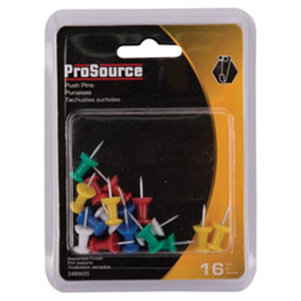 ProSource PH-121152-PS Push Pin, 23 mm L, Plastic, Assorted Colors, Round Head - 2