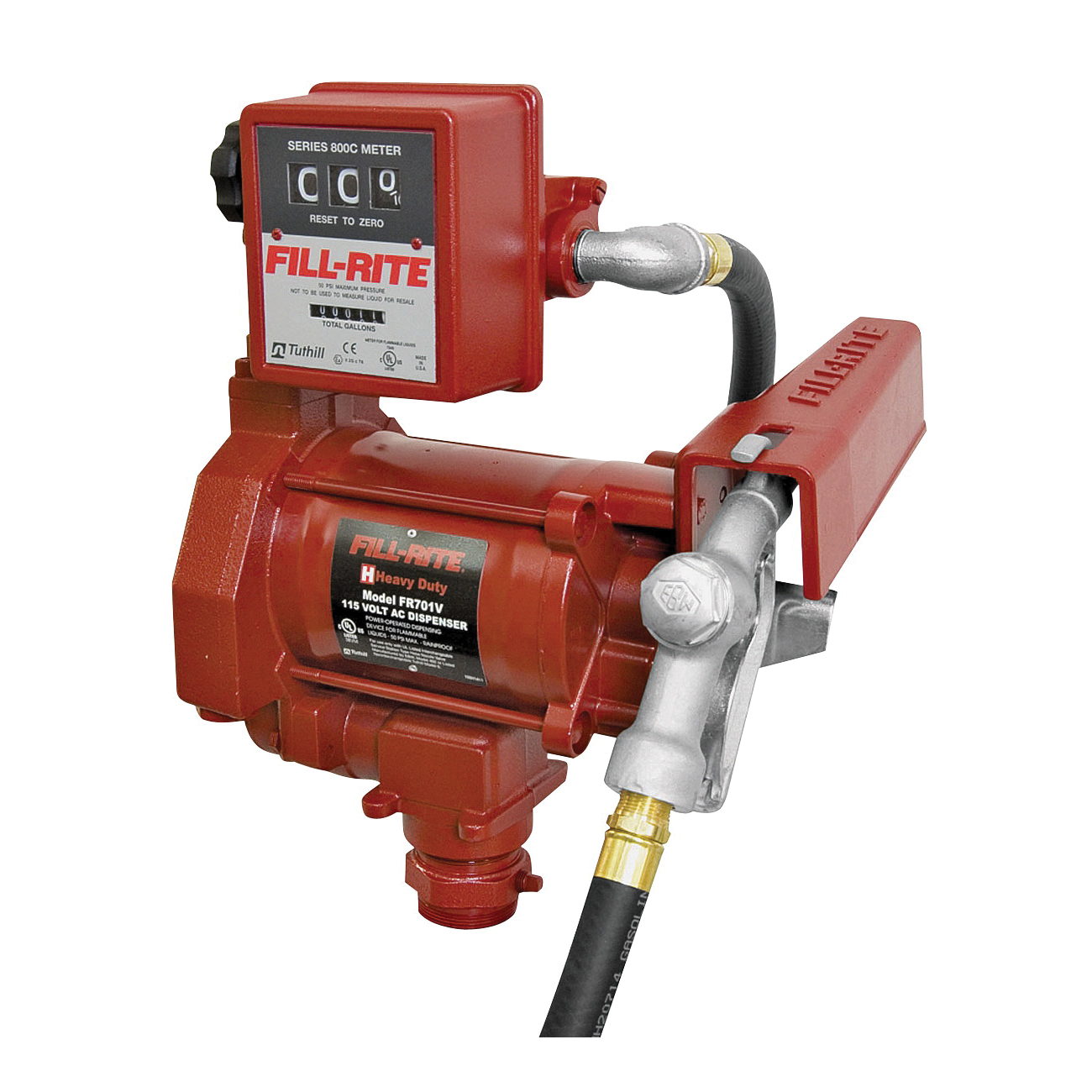 FR701V Fuel Transfer Pump, Motor: 1/3 hp, 115 VAC, 5.5 A, 1725 rpm, 30 min Duty Cycle, 3/4 in Outlet, Iron