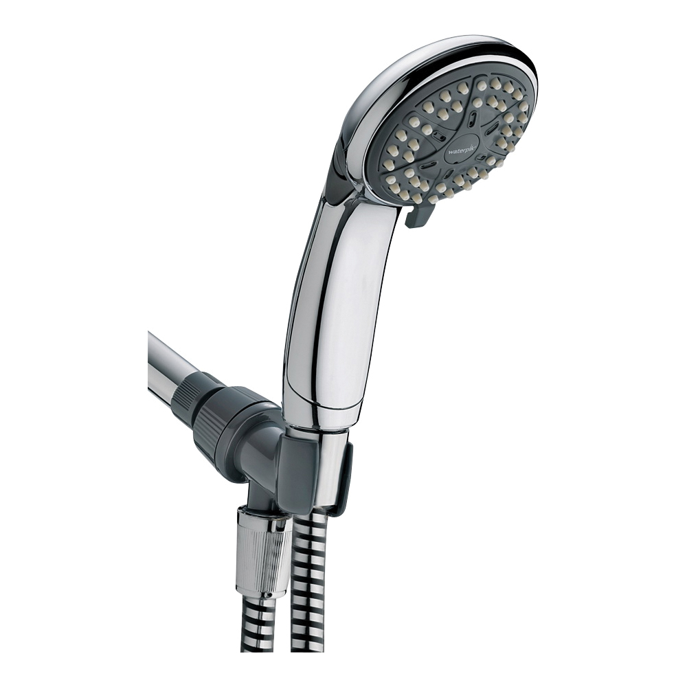 VBE-453 Handheld Shower Head, 1/2 in Connection, 1.6 gpm, 4-Spray Function, Plastic, Chrome, 60 in L Hose