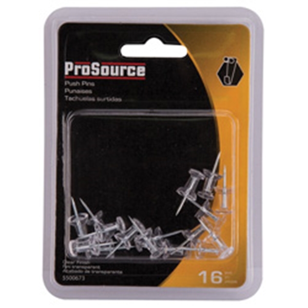 ProSource PH-122262-PS Push Pin, 23 mm L, Plastic, Clear, Round Head - 2