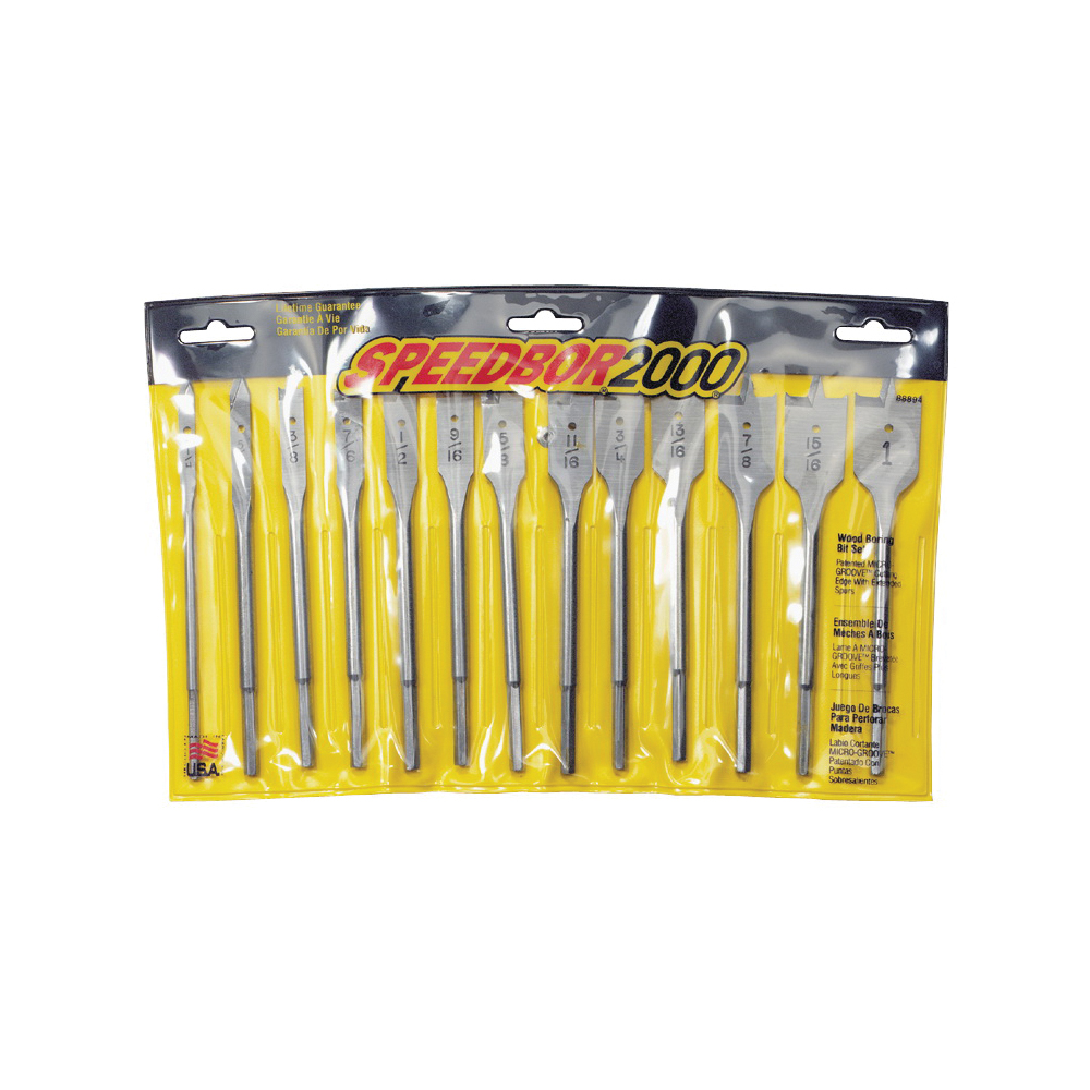 88894 Spade Bit Set, Standard, 13-Piece, Steel