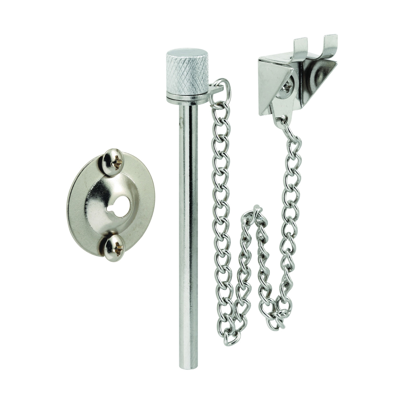 U 9858 Patio Door Lock, Steel, Chrome, 1-3/8 to 1-3/4 in Thick Door