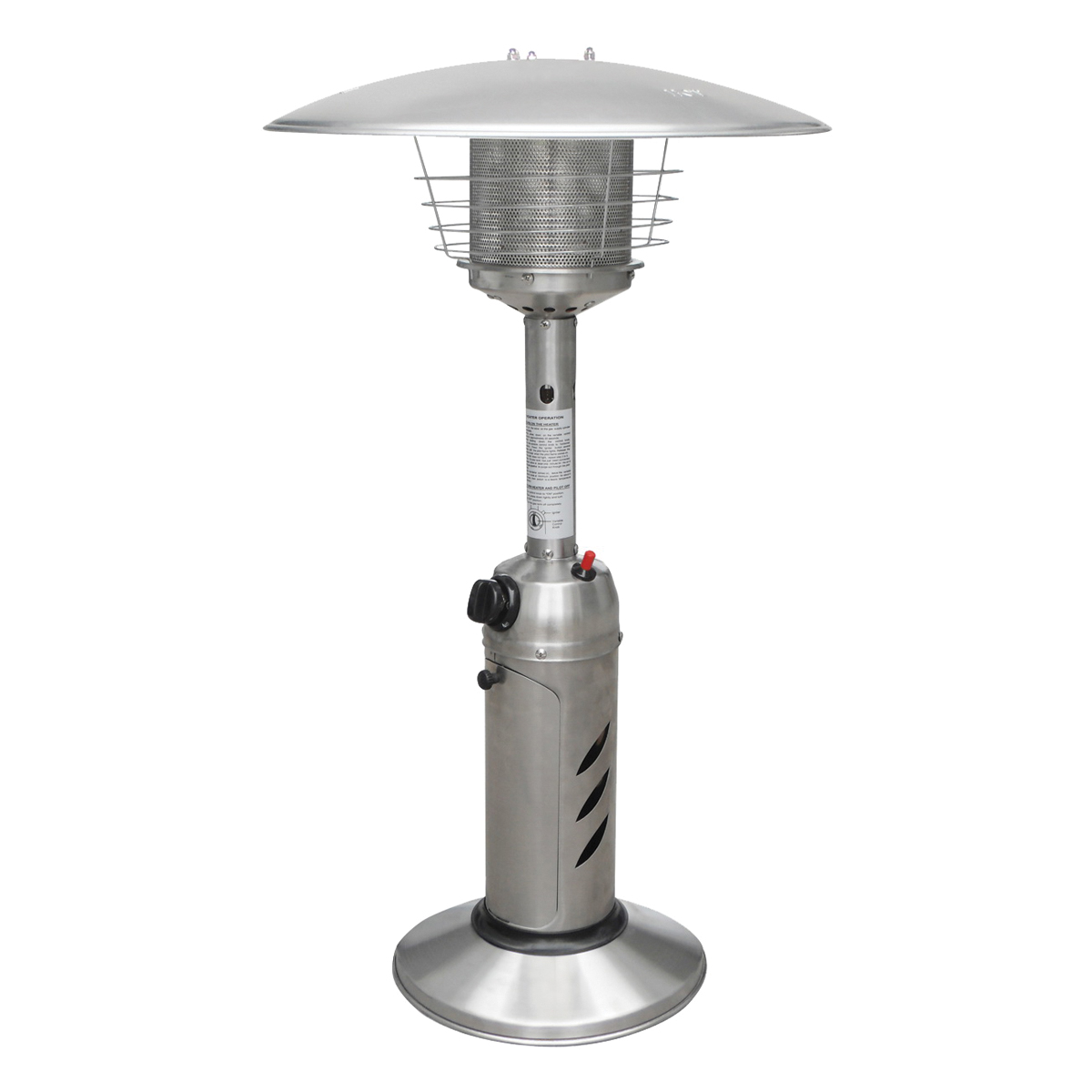 HPS-C-SS Portable Patio Heater, Liquid Propane or Butane Gas Only, Electric Ignition, 11000 Btu