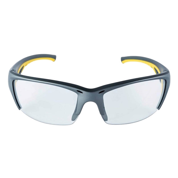 90212-HZ4-NA Safety Eyewear, Anti-Fog, Scratch-Resistant Lens, Plastic Frame, Gray/Yellow Frame, UV Protection: Yes