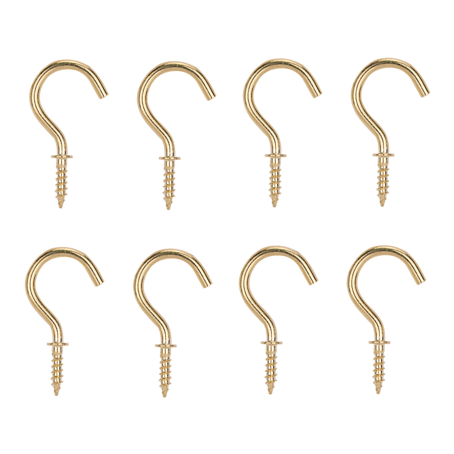 PH-122314-PS Cup Hook, 1/8 in Thread, 33 mm L, Brass, Brass Plated